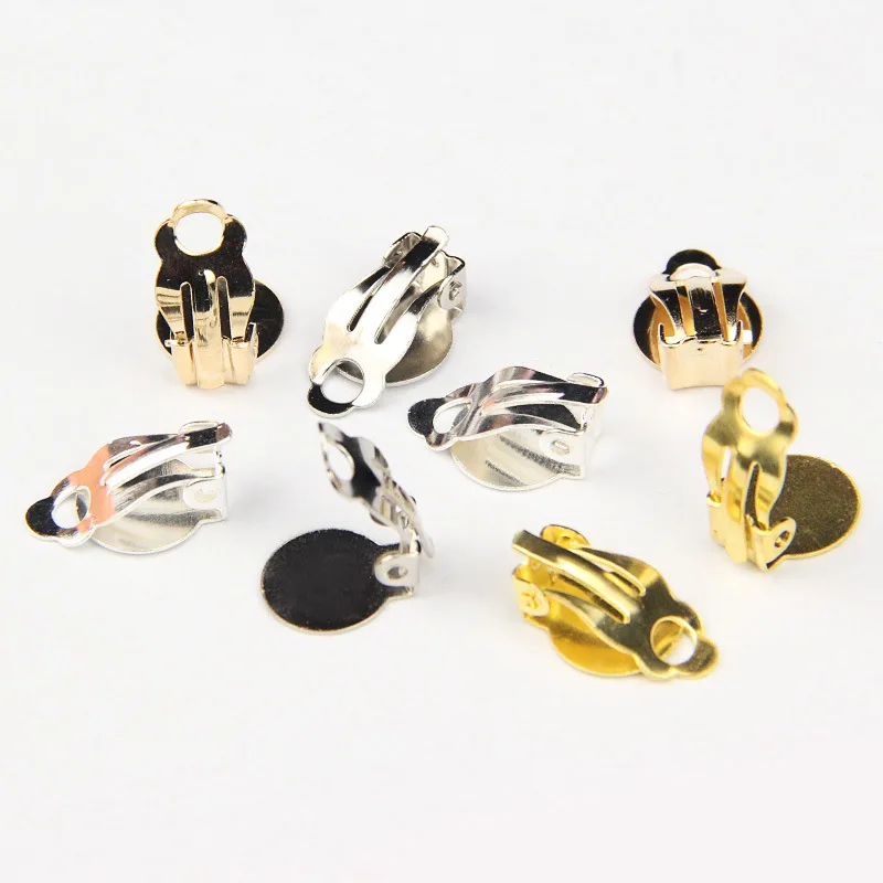 Серьги клипсы без пирсинга серебряные золотистые 100 шт. 10 мм|earrings diy|diy earringsdiy jewelry