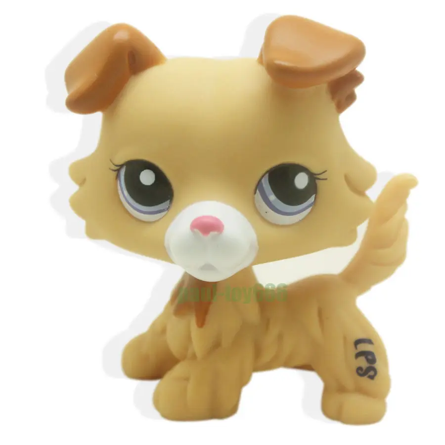 Littlest Pet RARE Collie Dog Puppy Yellow Tan Brown White Blue Eyes lps