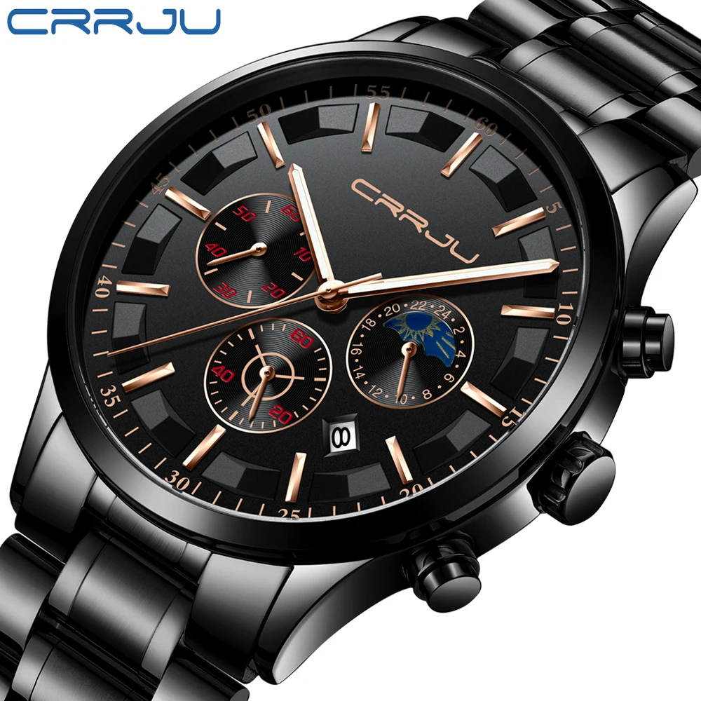 Relogio Masculino часы мужские CRRJU модные спортивные кварцевые часы мужские s часы Топ бренд класса люкс Бизнес водонепроницаемые наручные часы