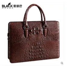 heimanba Genuine crocodile leather handbag business code lock briefcase genuine leather men's bag horizontal section simple pure