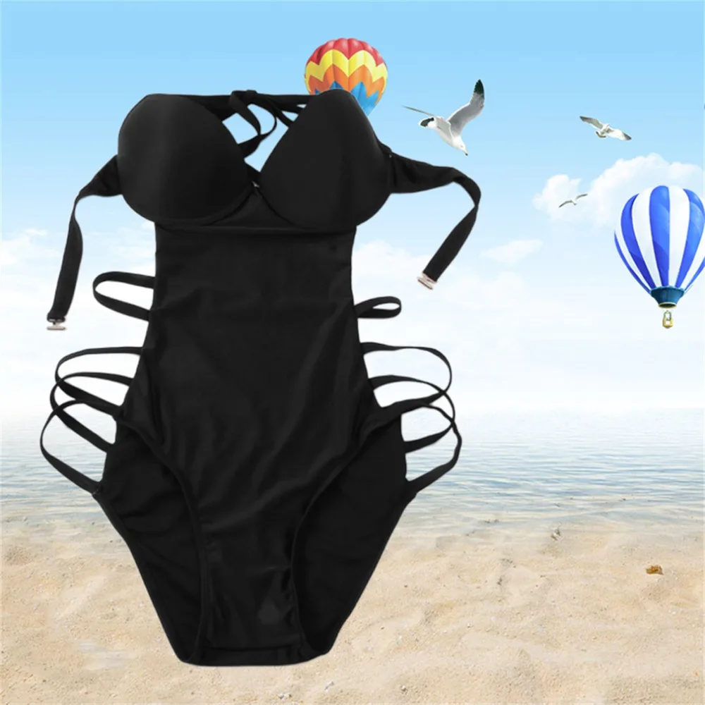 Sexy Women 2017 New Style Swimsuits Solid Color Quick Drying European