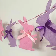 Новые горячие продажи нетканые зайчики фиолетовые розовые милые зайчики баннер для вечеринки в честь Дня рождения Свадебные украшения Висячие флаги