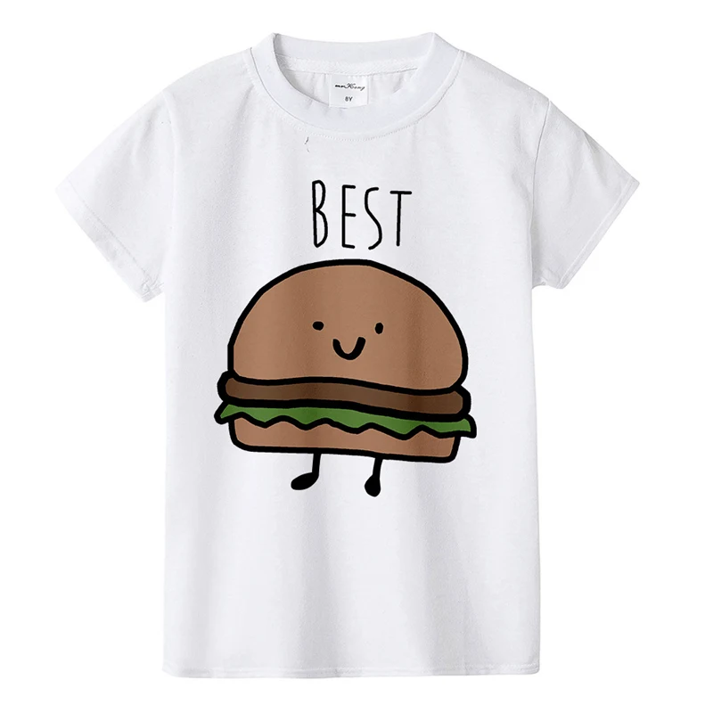 Летние футболки для мальчиков, Детские хлопковые топы для девочек, корейские футболки с рисунком «Бургер», футболка с фруктами для маленьких мальчиков, детские футболки, топы, одежда для детей 1-6, 8, 10, 12 лет