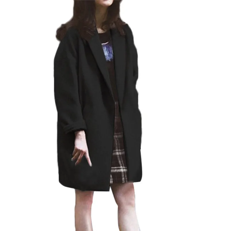Fashion coats and jackets women winter ladies coats Winter Lapel Wool Coat Trench Jacket Slim Casual Overcoat Outwear O15#N (6)