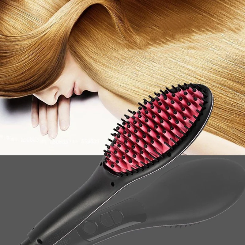 Портативный размер ручной волос прямая электрическая щетка профессиональный ЖК-дисплей быстрый выпрямитель для волос Расческа Eu Plug