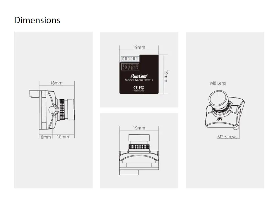 Runcam Micro Swift 3 V2 4:3 600TVL CCD Mini FPV камера 2,1 мм/2,3 мм PAL/NTSC OSD конфигурация M12 объектив FPV гоночный Дрон