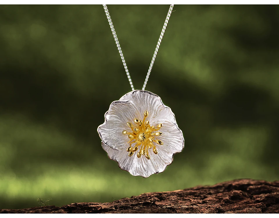 Lotus Fun Moment реального 925 пробы серебро Модные украшения цветущие Маки цветок кулон без Цепочки и ожерелья для Для женщин