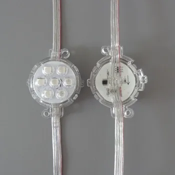 

50mm diameter UCS1903 RGB full color addressablepixel module;DC24V input;7leds inside;1.68W;20pcs a string;IP68 rated