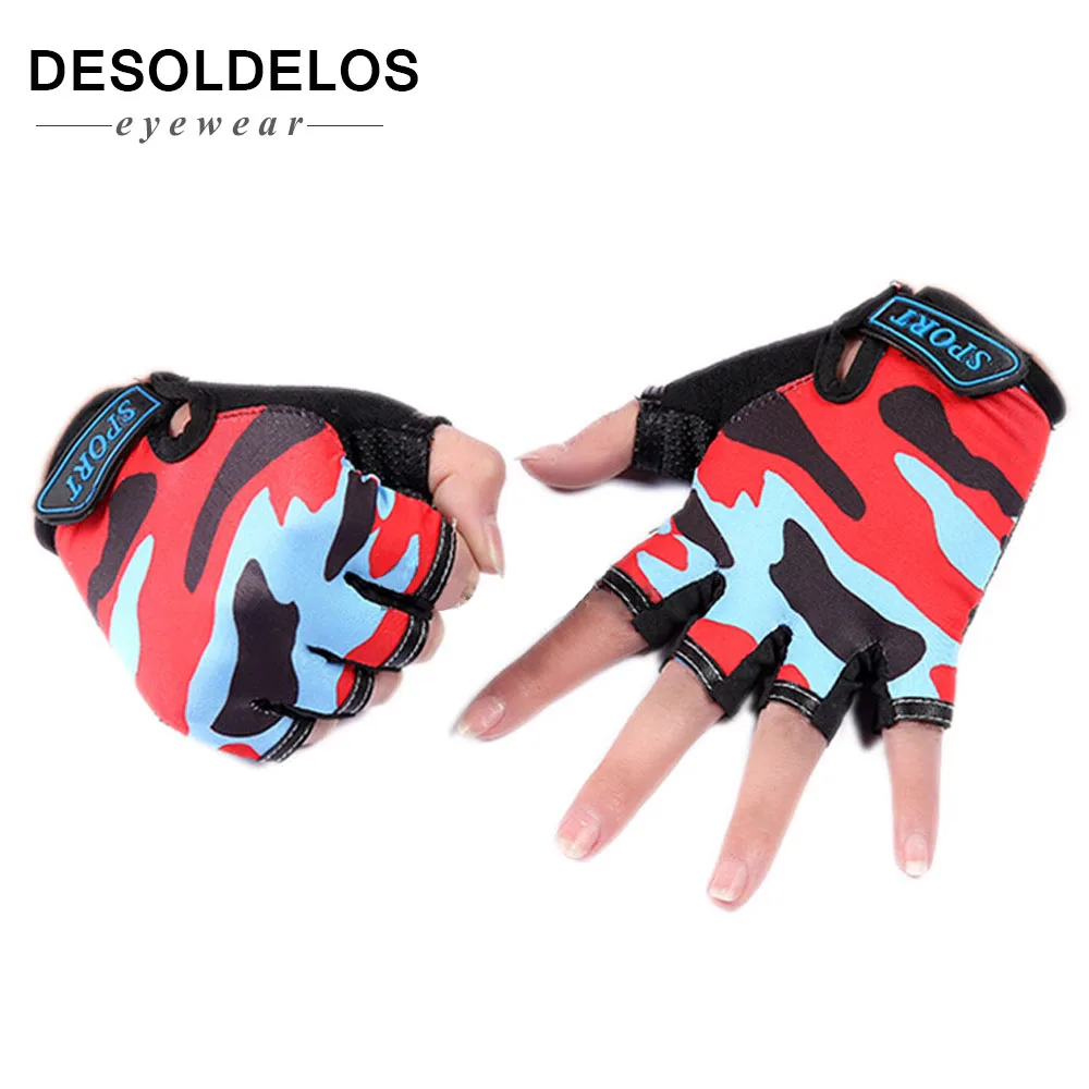 

new Cute Children Gloves Outdoor Sports Luvas For 4-12 Years Luvas Boys Girls Half Finger Sky Pattern Fingerless Mittens