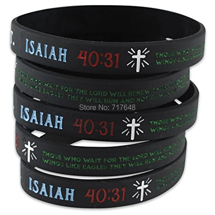 

200pcs Isaiah 40:31 wristband silicone bracelets free shipping by FEDEX