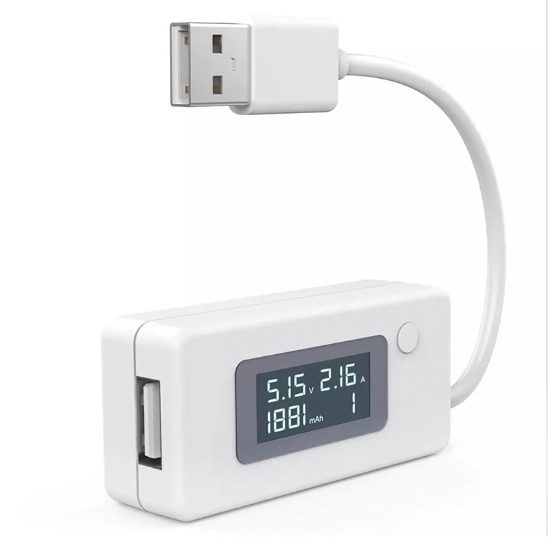 

White Micro USB Charger Battery Capacity Voltage Current Tester Meter Detector with LCD for Mobile Smartphone Power Bank