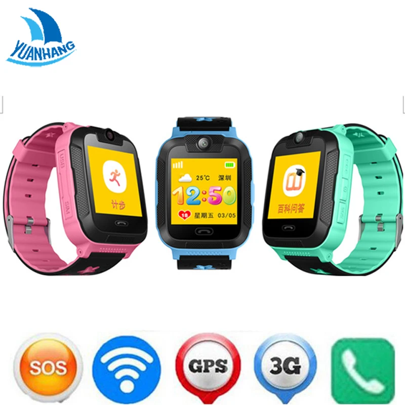 

YH Kids Safe Smart 3G GPRS GPS Locator Tracker Wristwatch Child Baby SOS Remote Monitor Camera Watch for IOS Android Smartphone