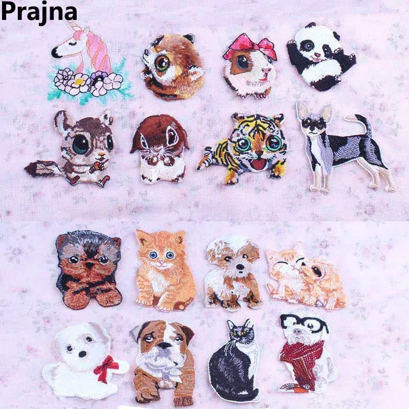 

Cheap Christmas Dog Tiger Cat Patch Chihuahua Unicorn Badge Applique Cute Anime Embroidered Iron On Cartoon Patches For Clothing