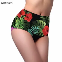INSTANTARTS Для женщин летний плавательный Мужские Шорты для купания Розовый и красный цвет гибискус с рисунком пикантные женские Bikini Bottom купальный пляжный серфинговые купальники