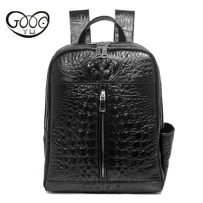 

First layer of leather men's backpack Korean fashion leather crocodile pattern computer bag large capacity leisure bag