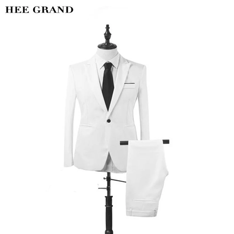 

HEE GRAND 2018 New Fashion Men's Casual Suits Slim Fit Formal Business Best Man 2 Piece Blazer Jacket+Pant MSS018