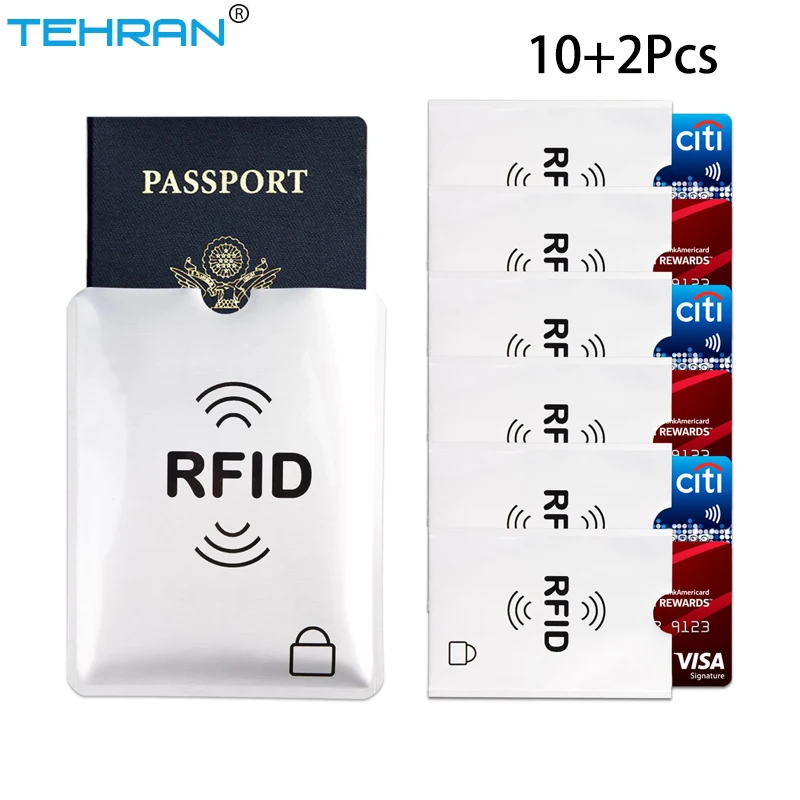 

12Pcs RFID Blocking Sleeves Anti Theft RFID Card Protector RFID Blocking Sleeve Identity 10 Credit Card 2 Passport Wallet Pocket
