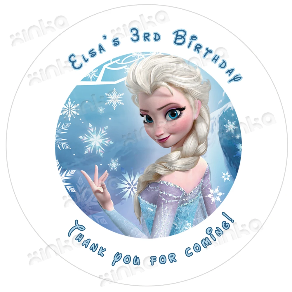 100pcs Frozen Birthday labels, Personalized text, Happy Birthday Labels, Frozen Party Decoration,frozen birthday party favors