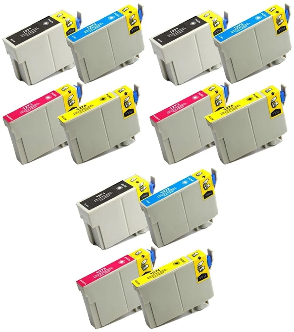 12 Упак. 127 чернильный картридж совместим с Epson Stylus NX625 NX530 WorkForce 633 630 635 840 645 WF-7010 WF-7510