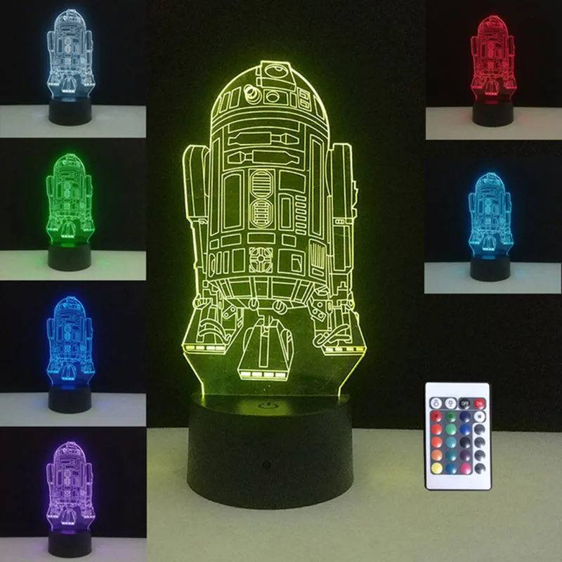 Star Wars 3D светодио дный лампа USB красочные настольные лампы йода R2D2 BB8 Звезда смерти ночник сенсорный настроение огни домашнего декора