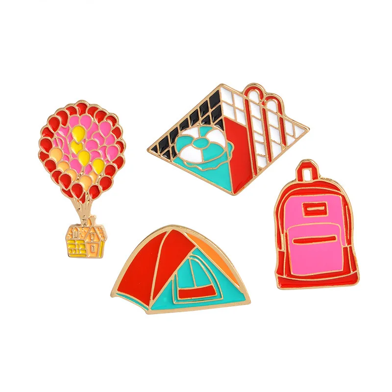 

1pcs/4pcs tent Shaped Metal Icons on The Pin Free Shipping Badges for Clothing Icon Backpack Brooch Female Cartoon Badge