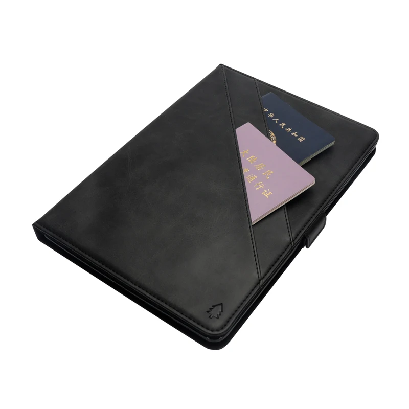 Винтажный кожаный чехол для iPad Pro, 12,9 дюймов, флип-чехол,,, отделение для карт, двойной держатель, кошелек, фоторамка, умный чехол - Цвет: Черный