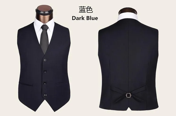 Мужской жилетный костюм для мальчика, Тонкий Модный деловой Повседневный жилет на 4 пуговицы, весна-осень, плюс размер, мужской верх, черный/серый/темно-синий