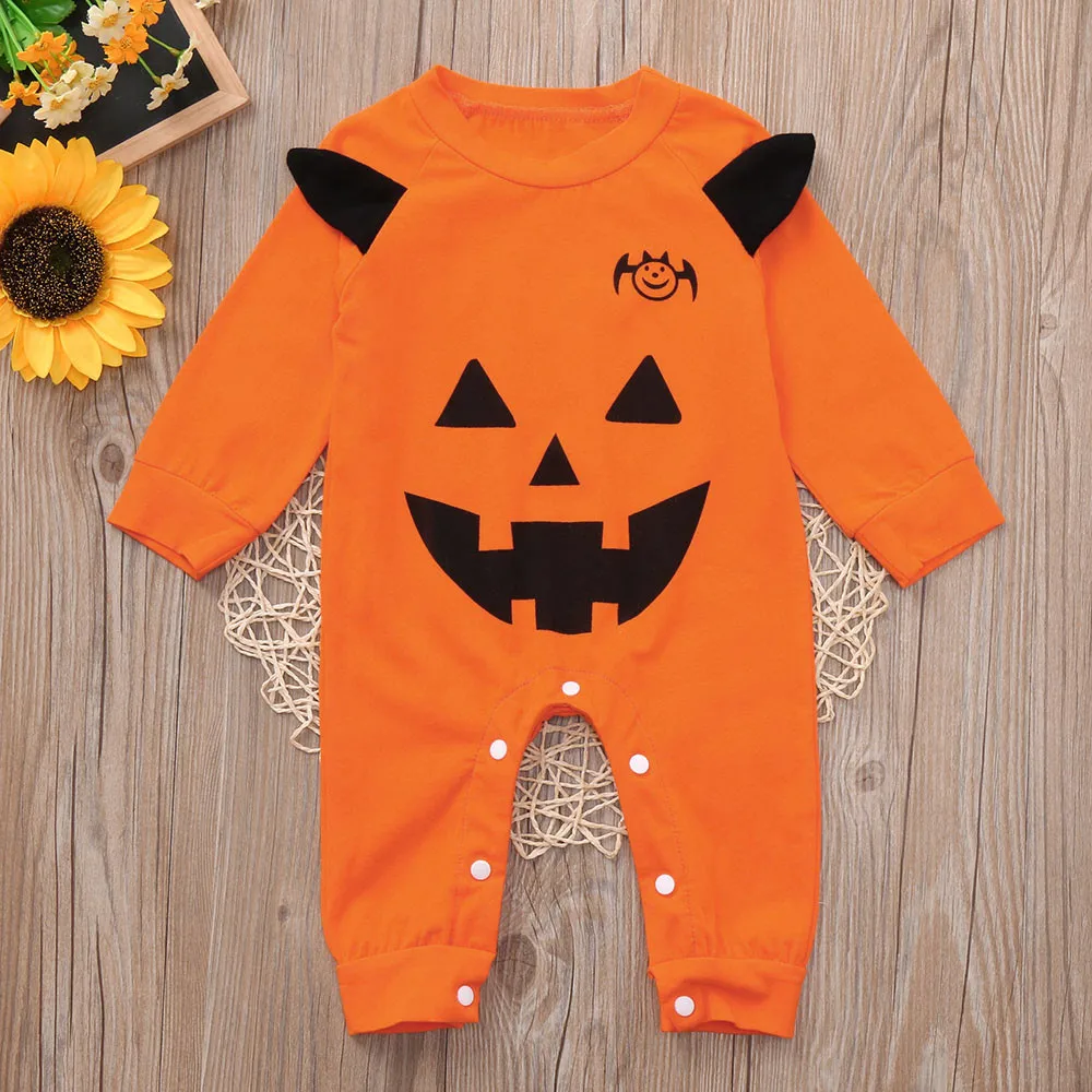 

Newborn Infant Baby Girls Boys Fashion Cotton Cartoon Long Sleeve Print Romper Jumpsuit Halloween Outfits