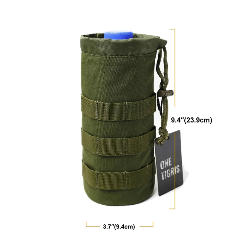 OneTigris MOLLE бутылка для воды сумка на шнурке нейлоновая тактическая бутылка держатель гидратации H2O Перевозчик армейский чайник сумка для улицы - Цвет: Армейский зеленый
