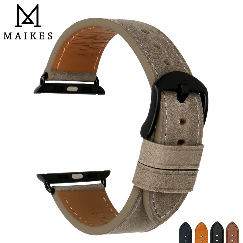 Ремешок для часов MAIKES из натуральной кожи браслет Apple Watch 44 мм 42 и 40 38 iwatch 4 3 2 1