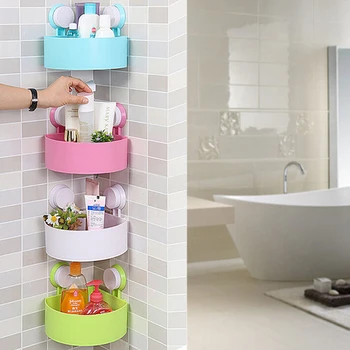 

Strong Suction Cup Corner Shelf Bathroom Wall Hanging Corner Triangle Rack Washroom Kitchen Organizer Storage Holder