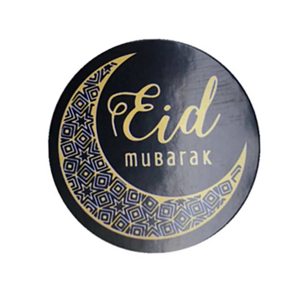 60 шт. Eid Mubarak черные наклейки в коробке этикетка бумажная печать подарочные наклейки Рамадан Mubarak Eid украшения подарки для мусульман мусульманский