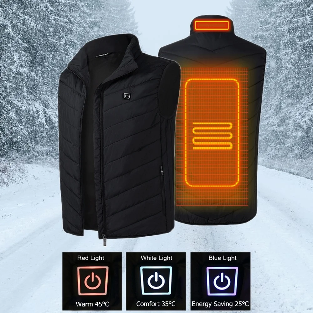 S XXXXL Men Winter Heater Hunting Vest Outdoor USB Infrared Heating Vest Electric Thermal