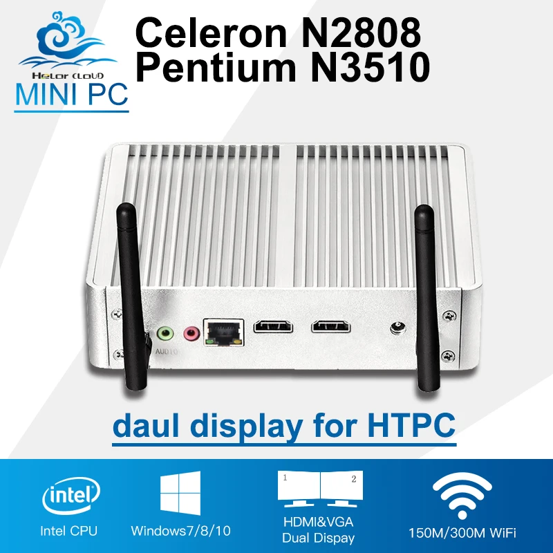 2*HDMI Display Celeron N2808 Intel Mini PC Pentium N3510 Quad Core Windows 10 Mini Computer HD HTPC 300M Wifi TV Box Desktop wholesale price lga775 intel g31 chipset ddr2 desktop motherboard mainboard computer core 2 duo pentium 4 pentium d celeron