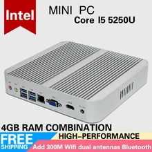 Mini PC Desktop Computeri5 5250U Gigabit Lan Wifi HDMI и VGA TV Box HTPC Бесплатная Доставка Офисные игры мультимедиа Безвентиляторный коммерческие
