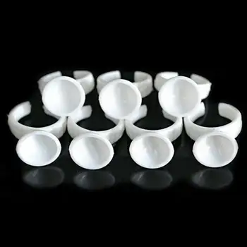 

Beauty 100 pcs/1Set Adhesive Eyelash Pallet Holder Set Disposable Glue Holder Ring Pallet for Eyelash Extension Tattoo Pigment19