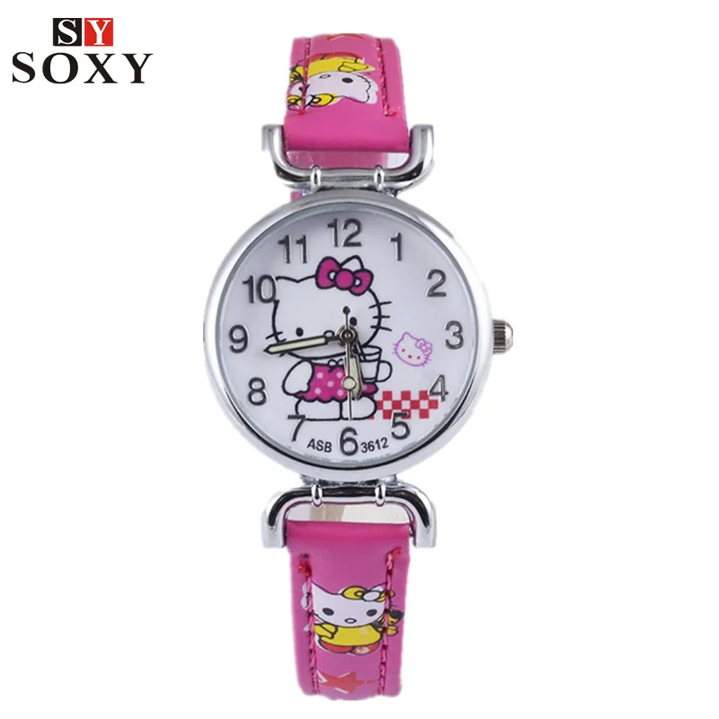 

Hello Kitty Watch Children's Watches For Girls Leather Kids Watches Cartoon Watch Baby Hello Kitty Clock kol saati relogio reloj