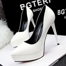 2019 spring and autumn new stiletto heels shallow mouth single shoes pointed waterproof platform high heel women's shoes