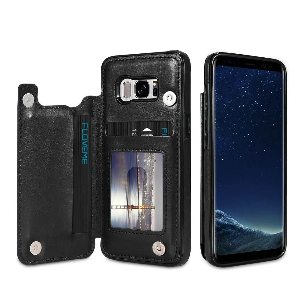 Чехол KISSCASE со слотом для карт для samsung Galaxy S10 S9 S8 Plus, чехлы с держателями для samsung S7 S6 Edge Plus S10e Note 9 8 10 Plus, чехол - Цвет: Black