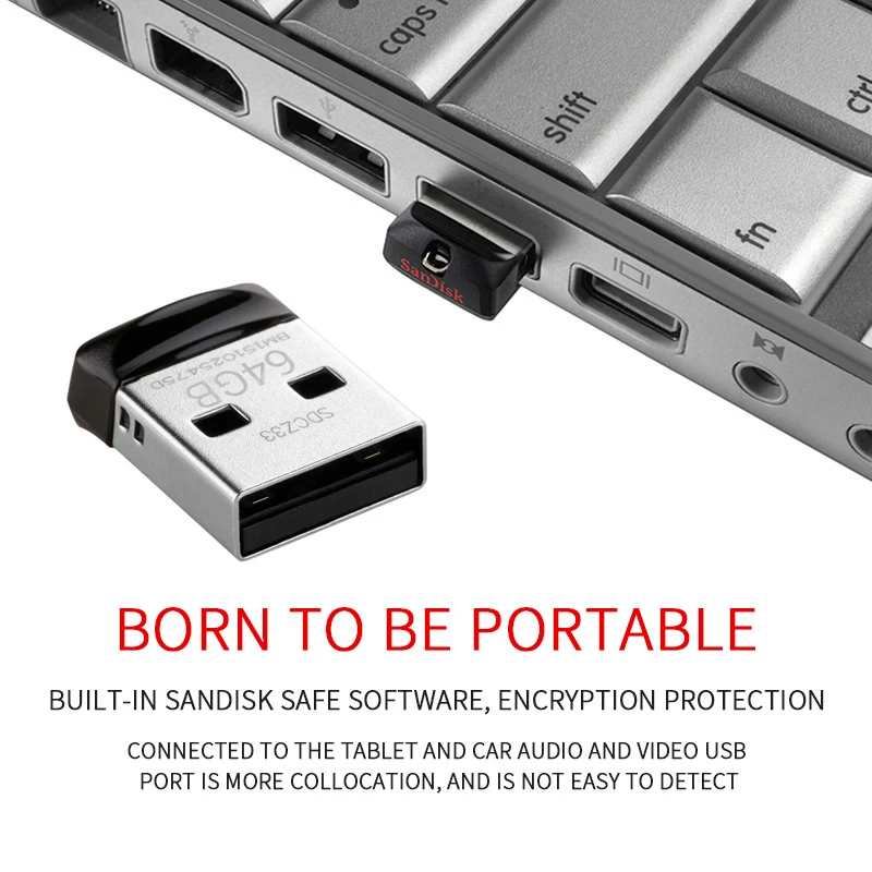 SanDisk Cruzer Fit CZ33 USB флеш-накопитель 64 Гб супер мини USB Флешка 32 ГБ USB 2,0 флеш-накопитель 16 Гб карта памяти