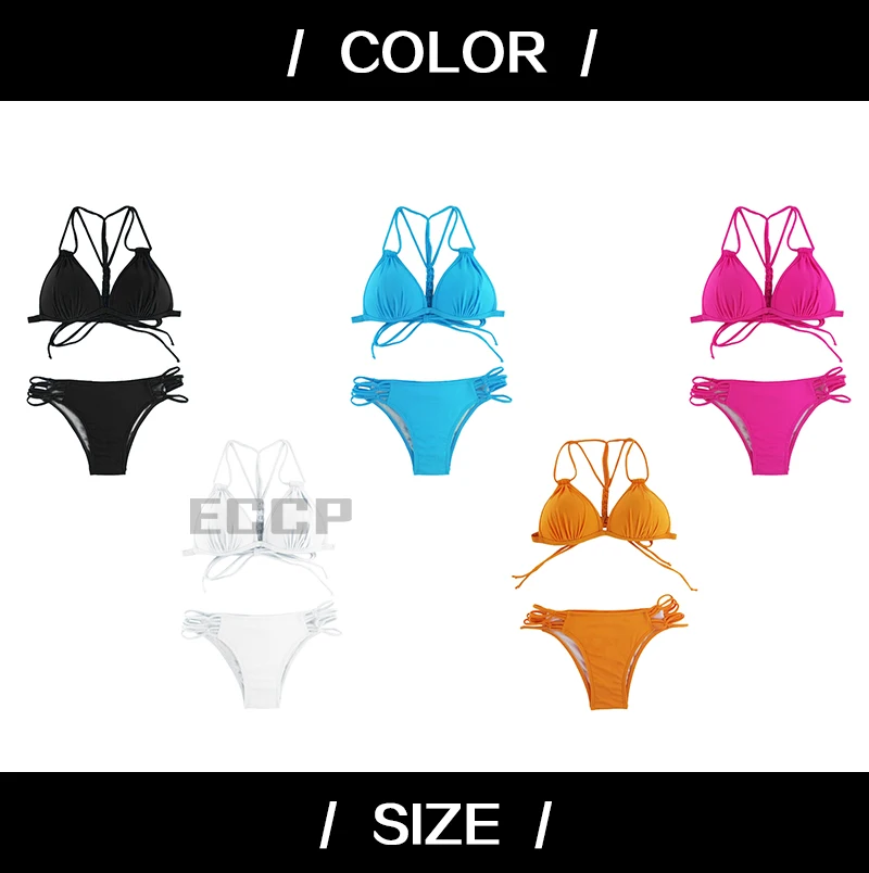 MANYIER swimsuit summer new Hot sexy pure color women bikini set bandage swimsuit brazilian multi-color swimwear bikini women (2)