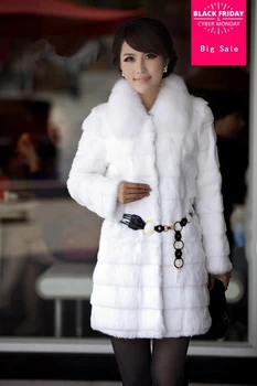 

S-3XL plus size fake fox fur coat 2019 new Winter Artificial Black White Faux Fur Coat For Women with belt Fur Coats wj440