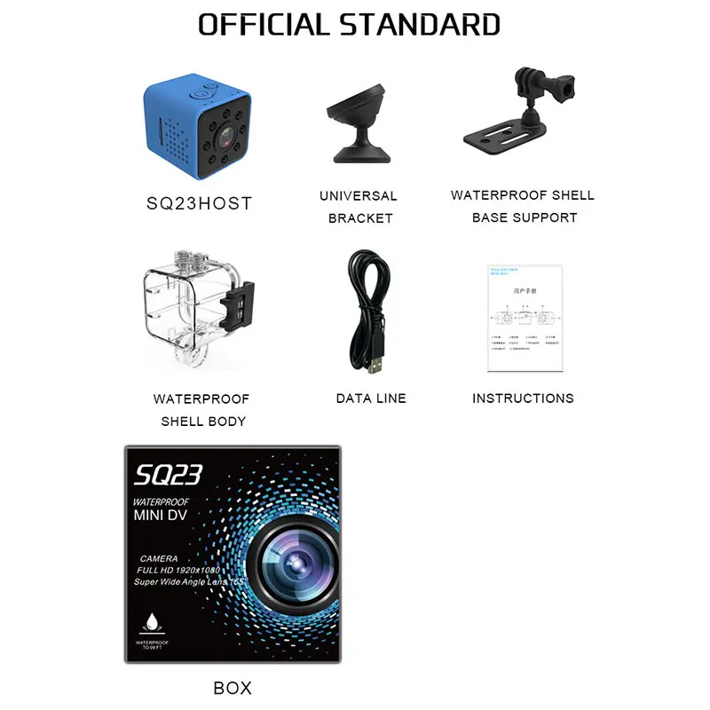 1080P HD SQ11 SQ12 Mini Camera SQ13 SQ23 Wifi Micro Cam Video Audio Recorder Camara Espia Gizli Kamera Support Hidden TF Card - Цвет: SQ23-Blue