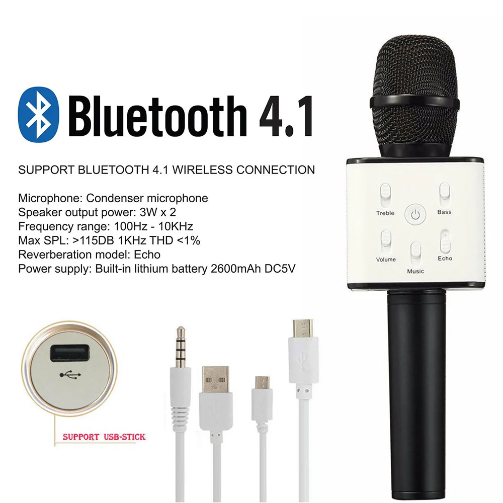 Spash Q7 Bluetooth беспроводной микрофон динамик портативный ручной микрофон караоке плеер с микрофоном для вокала, с рекордером KTV микрофон