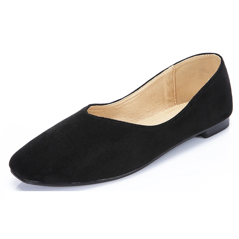 

MYLEY New Fashion Women Suede Flat High Quality Basic Solid Colors Pointy Toe Ballerina Ballet Flat Slip On Casual Shoes