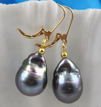 

ry00880 19mm baroque black reborn keshi pearl dangle earring