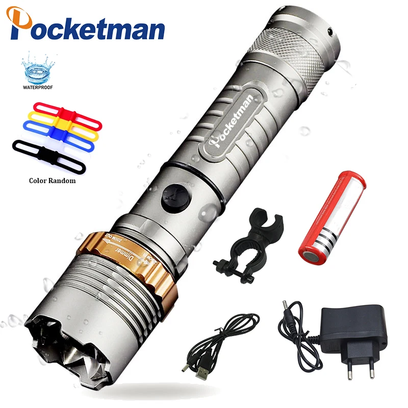 

8000lm XM-L T6 LED Flashlight Torch Rechargeable Lantern Hunting FlashLight for 18650/AAA battery direct charge z90
