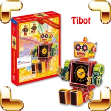 Новинка DIY Подарочные часы робот-тибот 3D Пазлы мультяшный Робот Модель Детский обучающий инструмент бумага DIY головоломка игра для ребенка