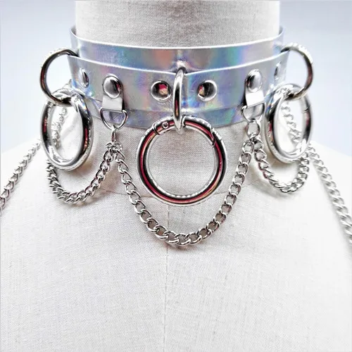 SilverChoker Модные сексуальные Harajuku ручной работы Блестки для ногтей портупея с чокером в стиле «панк», стиль воротника Цепочки и ожерелья бюстгальтер шипы цепочка Бусы из Клубные Вечерние - Окраска металла: SilverChoker
