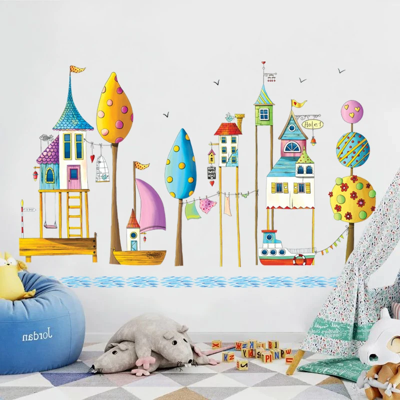 

Color castle removable pvc children's room bedroom wall decoration kindergarten wall stickers home decoration